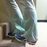 Step Stretch exercise for plantar fasciitis.  Approved use by www.hep2go.com