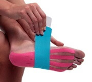 Taping is often done as part of Cuboid Syndrome.  NB Taping shown here is general foot taping, not specific to Cuboid Syndrome Taping is often done as part of Cuboid Syndrome.  NB Taping shown here is general foot taping, not specific to Cuboid Syndrome
