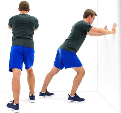Stretch for inner part of calf muscle - turn the foot outwards to stretch the inner calf