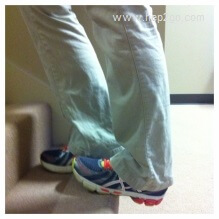 Calf stretches can help reduce the symptoms of Haglunds Deformity.  Approved use www.hep2go.com