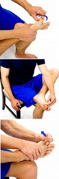 Toe stretches to improve movement and reduce stiffness in the toes.  Approved use www.hep2go.com