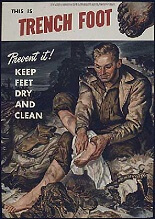 WW1 Poster about how to prevent Trench Foot aka Non Freezing Cold Injury (NFCI)